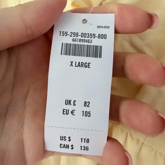 A&F Abercrombie & Fitch Sweetheart Babydoll butter yellow midi dress size XL - Picture 4 of 6
